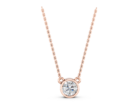 Rose gold Bezel Round Solitaire Pendant