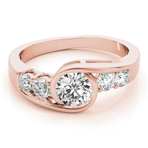 Rose gold Bezel Set Round Diamond Split Shank Ring