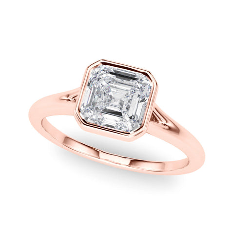 Rose gold Bezel Set Princess Cut Solitaire Ring