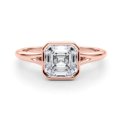 Rose gold Bezel Set Radiant Cut Solitaire Ring