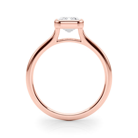 Rose gold Bezel Set Emerald Cut Solitaire Ring with Tapered Band