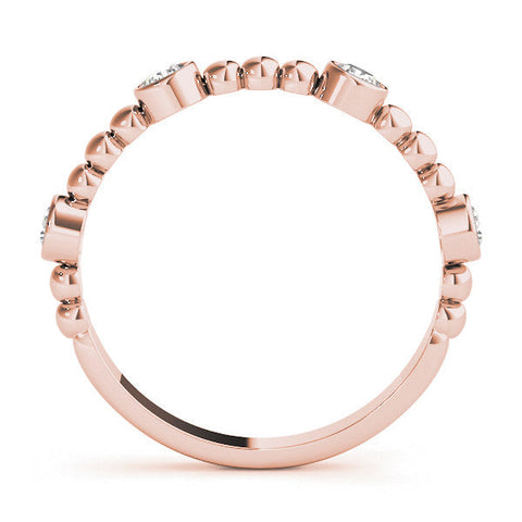 Rose gold Bezel Set Round Diamond Beaded Band