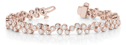 Rose gold Bezel Set Round Diamond Cluster Tennis Bracelet