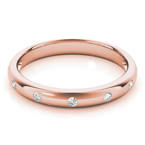Rose gold Bezel Set Round Diamond Comfort Fit Band