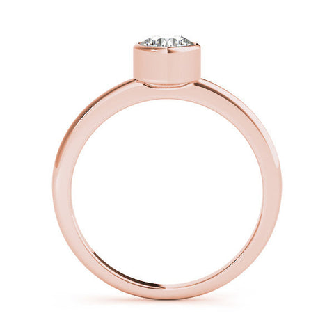 Rose gold Bezel Set Round Solitaire Engagement Ring with Classic Band