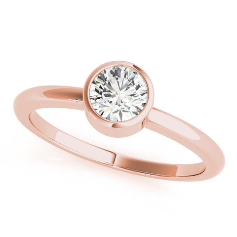 Rose gold Bezel Set Round Solitaire Engagement Ring with Classic Band