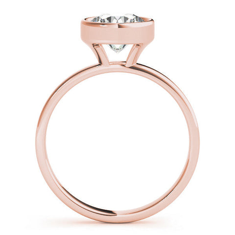 Rose gold Bezel Set Round Solitaire Ring with Plain Band