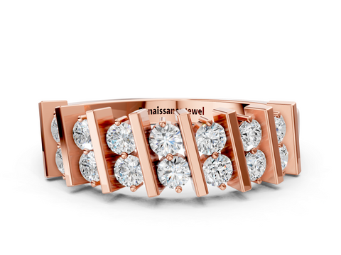 Rose gold Channel Set Round Diamond Anniversary Band with Vertical Prongs