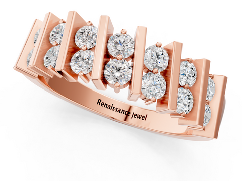 Rose gold Channel Set Round Diamond Anniversary Band with Vertical Prongs