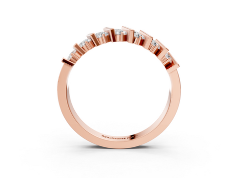Rose gold Channel Set Round Diamond Anniversary Band with Vertical Prongs