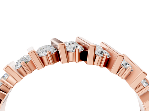 Rose gold Channel Set Round Diamond Anniversary Band with Vertical Prongs