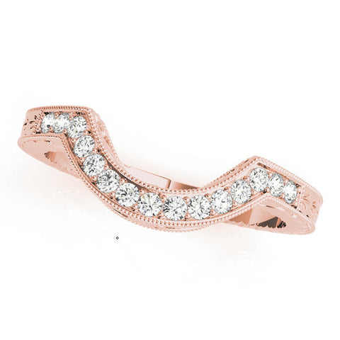 Rose gold Channel Set Round Diamond Chevron Band