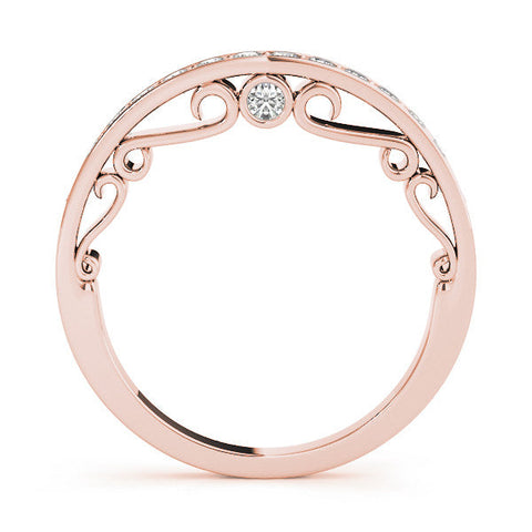 Rose gold Channel Set Round Diamond Contoured Band