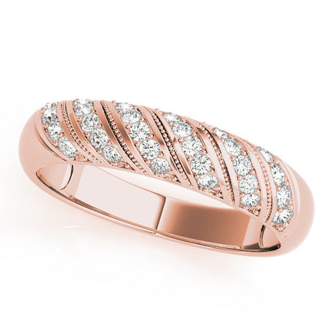 Rose gold Channel Set Round Diamond Dome Band