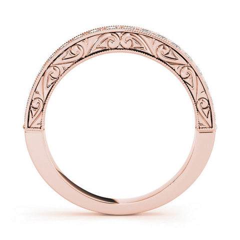 Rose gold Channel Set Round Diamond Eternity Band with Milgrain Edging