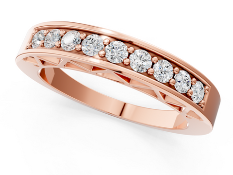 Rose gold Channel-Set Round Diamond Eternity Band with Shared Prong Setting