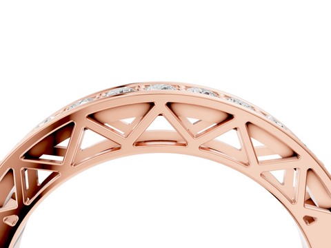 Rose gold Channel-Set Round Diamond Eternity Band with Shared Prong Setting