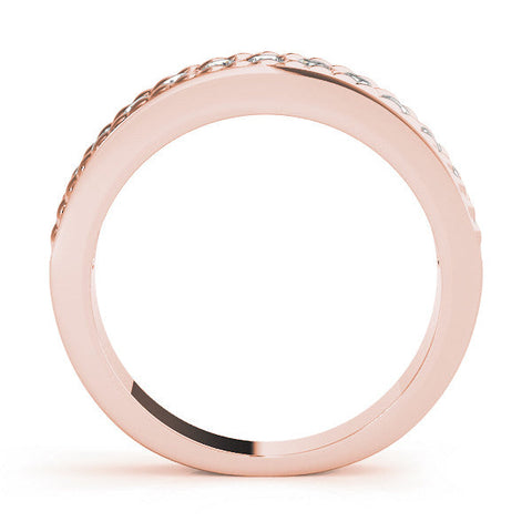 Rose gold Channel Set Round Diamond Milgrain Edge Band