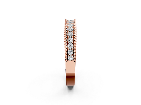 Rose gold Channel Set Round Diamond Milgrain Edge Band