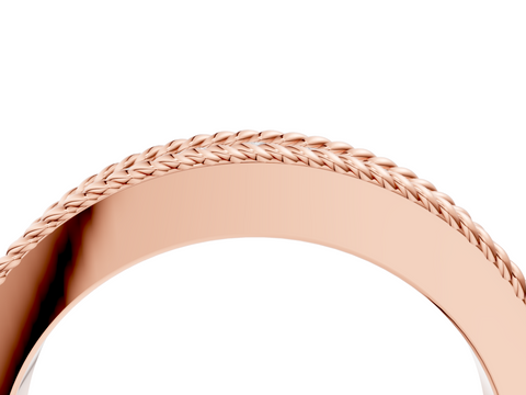 Rose gold Channel Set Round Diamond Milgrain Edge Band