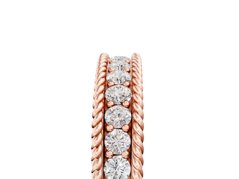 Rose gold Channel Set Round Diamond Milgrain Edge Band