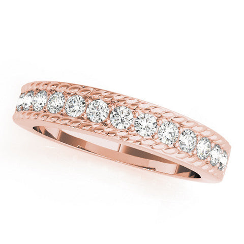 Rose gold Channel Set Round Diamond Milgrain Edge Band