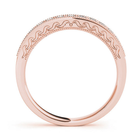 Rose gold Channel Set Round Diamond Milgrain Edge Eternity Band