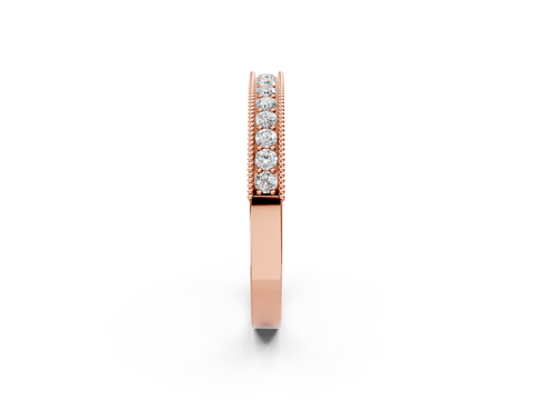 Rose gold Channel Set Round Diamond Milgrain Edge Eternity Band