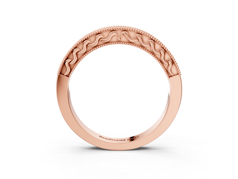 Rose gold Channel Set Round Diamond Milgrain Edge Eternity Band