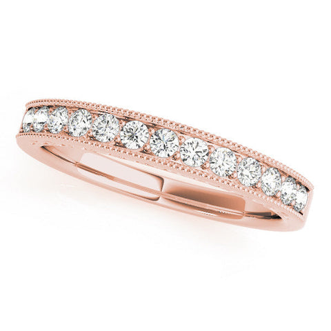 Rose gold Channel Set Round Diamond Milgrain Edge Eternity Band