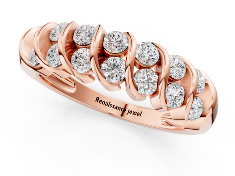 Rose gold Channel Set Round Diamond Multi-Row Band