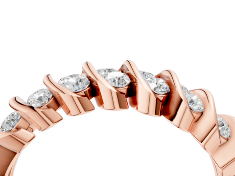 Rose gold Channel Set Round Diamond Multi-Row Band
