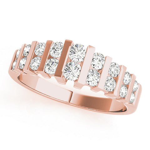 Rose gold Channel-Set Round Diamond Multi-Row Band