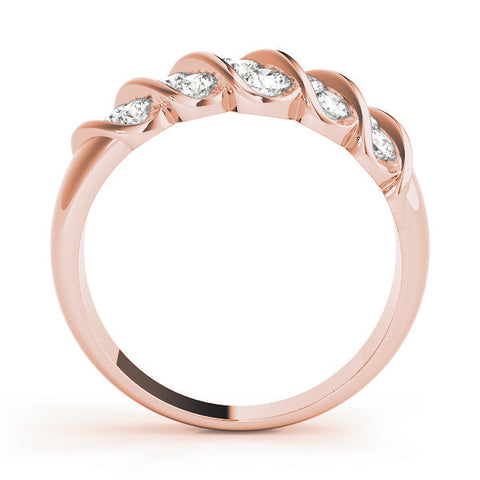 Rose gold Channel Set Round Diamond Multi-Row White Gold Band