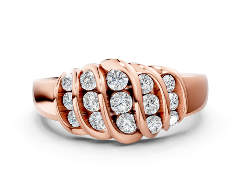 Rose gold Channel Set Round Diamond Multi-Row White Gold Band