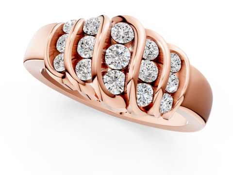 Rose gold Channel Set Round Diamond Multi-Row White Gold Band