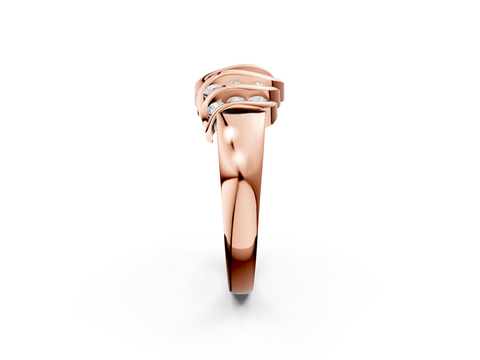 Rose gold Channel Set Round Diamond Multi-Row White Gold Band