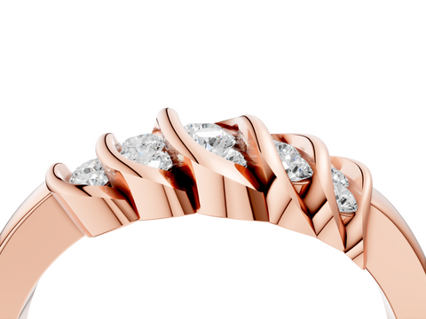 Rose gold Channel Set Round Diamond Multi-Row White Gold Band
