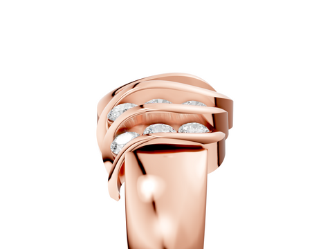 Rose gold Channel Set Round Diamond Multi-Row White Gold Band