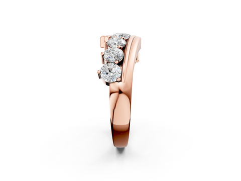 Rose gold Channel Set Round Diamond Wave Band with Shared Prong Setting