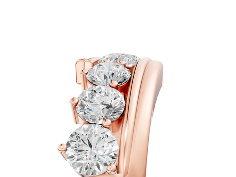 Rose gold Channel Set Round Diamond Wave Band with Shared Prong Setting