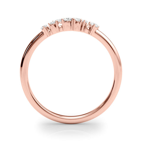 Rose gold Cluster Diamond Round Cut White Gold Band with Prong Setting
