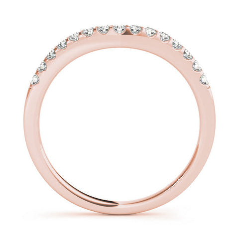 Rose gold Curved Diamond Half Eternity Band with Round Cut Stones in Pavé Setting