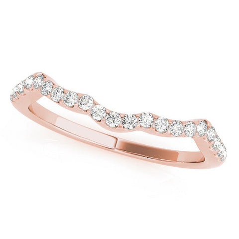 Rose gold Curved Diamond Pavé Round-Cut Contour Band