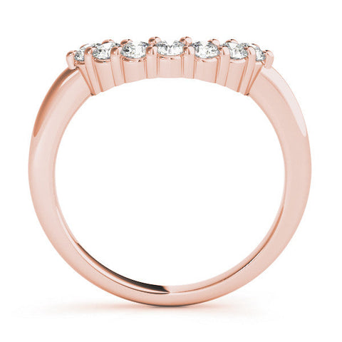 Rose gold Curved Round Diamond Pave Band with Prong Setting