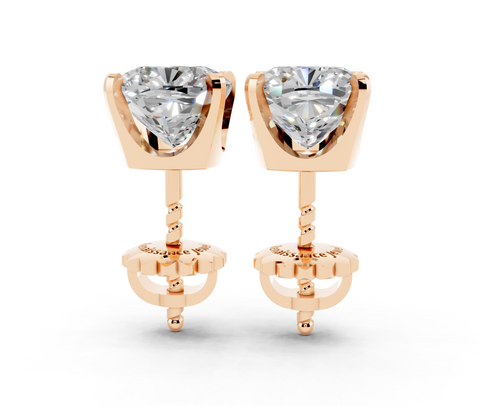 Rose gold Cushion Brilliant Diamond Stud Earrings