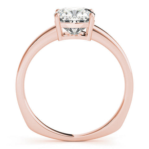 Rose gold Cushion Cut Solitaire Engagement Ring with Four-Prong Setting and Classic Band