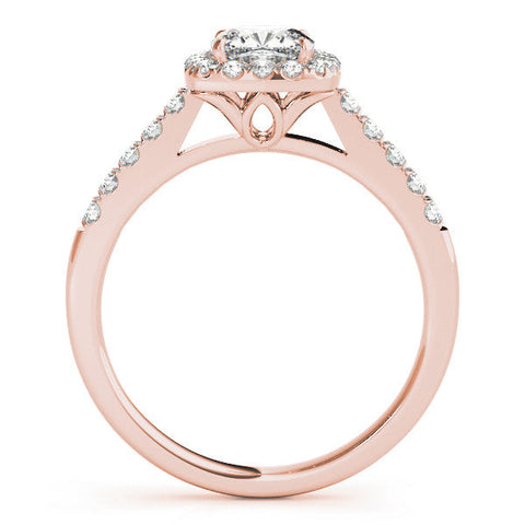 Rose gold Cushion Halo Pavé Diamond Engagement Ring with Four-Prong Setting