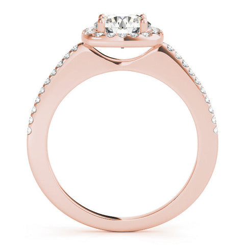 Rose gold Cushion Halo Round Diamond Pave Band Prong Setting Ring