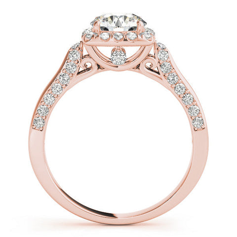 Rose gold Cushion Halo Round Diamond Twist Band with Four-Prong Setting